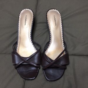 Brown heeled sandals